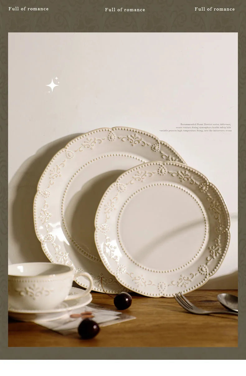 Baroque Vintage Ceramic Dinner Plates Western Food Dishes and Plates Sets European Modern Kiln Change Carving  Tableware Home