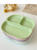 3Grid Ceramic Dinner Plates Solid Color Serving Dishes Salad Dinnerware Dining Compartment Plate Kitchen Eco-friendly Tableware