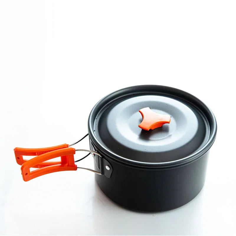 Camping Cookware Set Aluminum Nonstick Portable Outdoor Tableware Kettle Pot Cookset Cooking Pan Bowl for Hiking BBQ Picnic