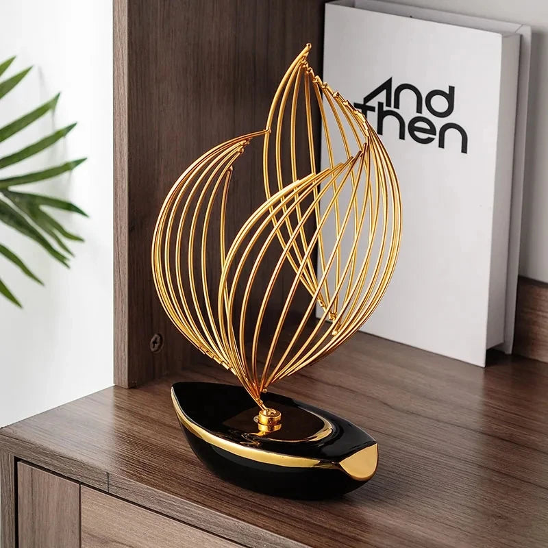 Abstract Ceramic Metal Sculpture Modern Home Decoration Living Room Desktop Office Decoration Accessories Crafts Gift W5315