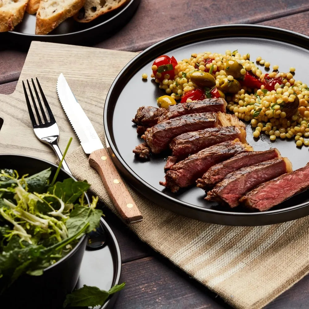 16-piece ceramic tableware set, 4-piece set, black plate and bowl tableware set, dishwasher-cleaned, microwaveable, black matte