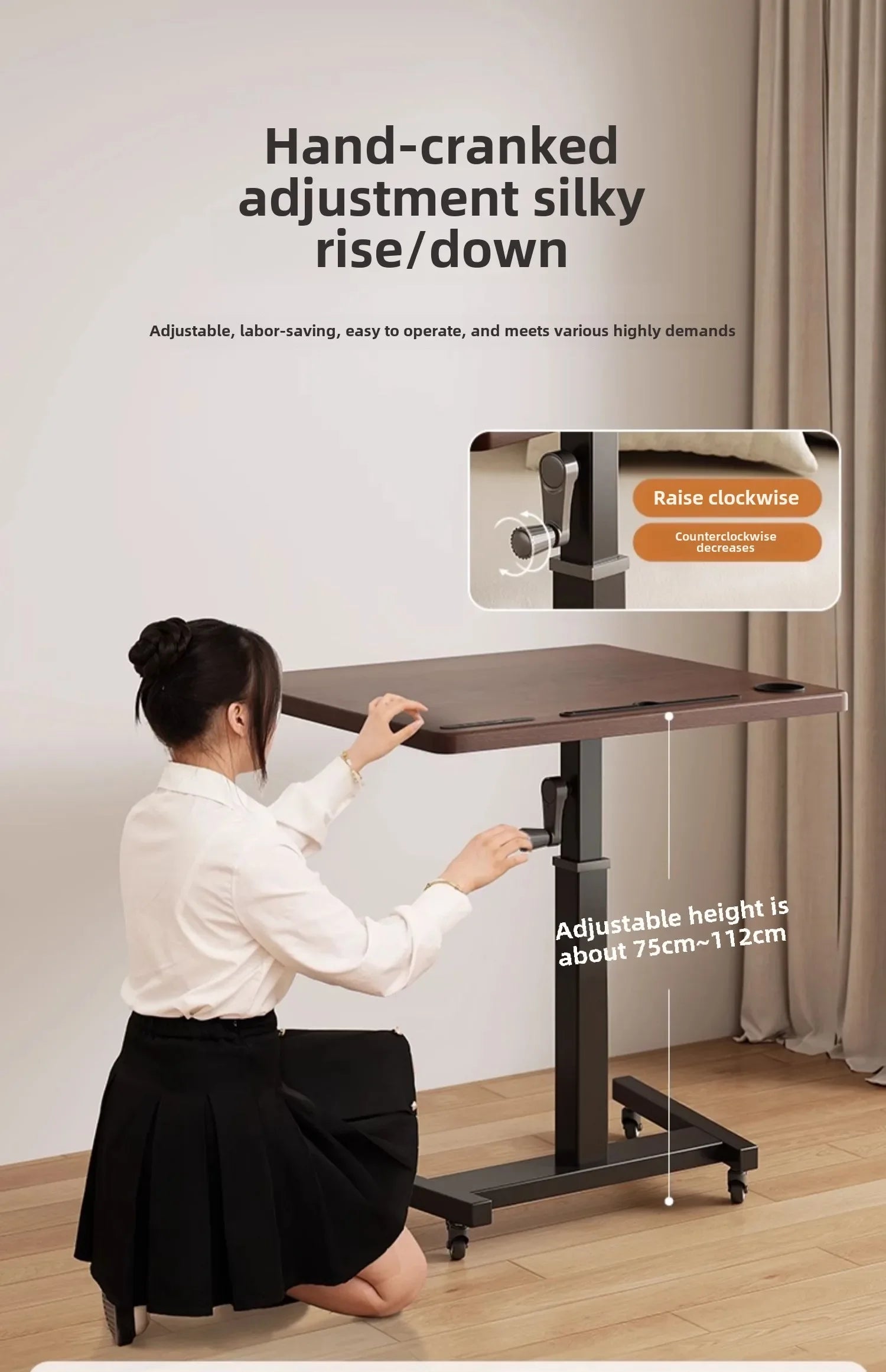 Height Adjustable Computer Desk Mobile Small Desk for Live Streaming Home Study Office Desk Standing Workstation desks