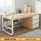 Contemporary Office Study Desk, Contemporary Computer Desk Writing Desk PC Desk Work Desk with 3-Drawers and Metal Legs