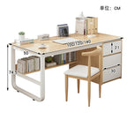 Contemporary Office Study Desk, Contemporary Computer Desk Writing Desk PC Desk Work Desk with 3-Drawers and Metal Legs