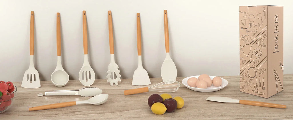 Kitchen Kit 12 Pieces Silicone Food Grade Utensils Cooking Sets Turner Spatula Measuring Spoon Practical Cookware Tool Kitchenwa
