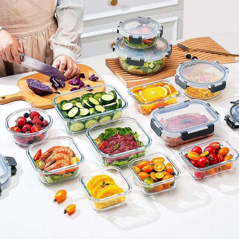 10/12pc food storage container with lid, fresh-keeping box suitable for meal preparation, lunch, and outdoor picnics