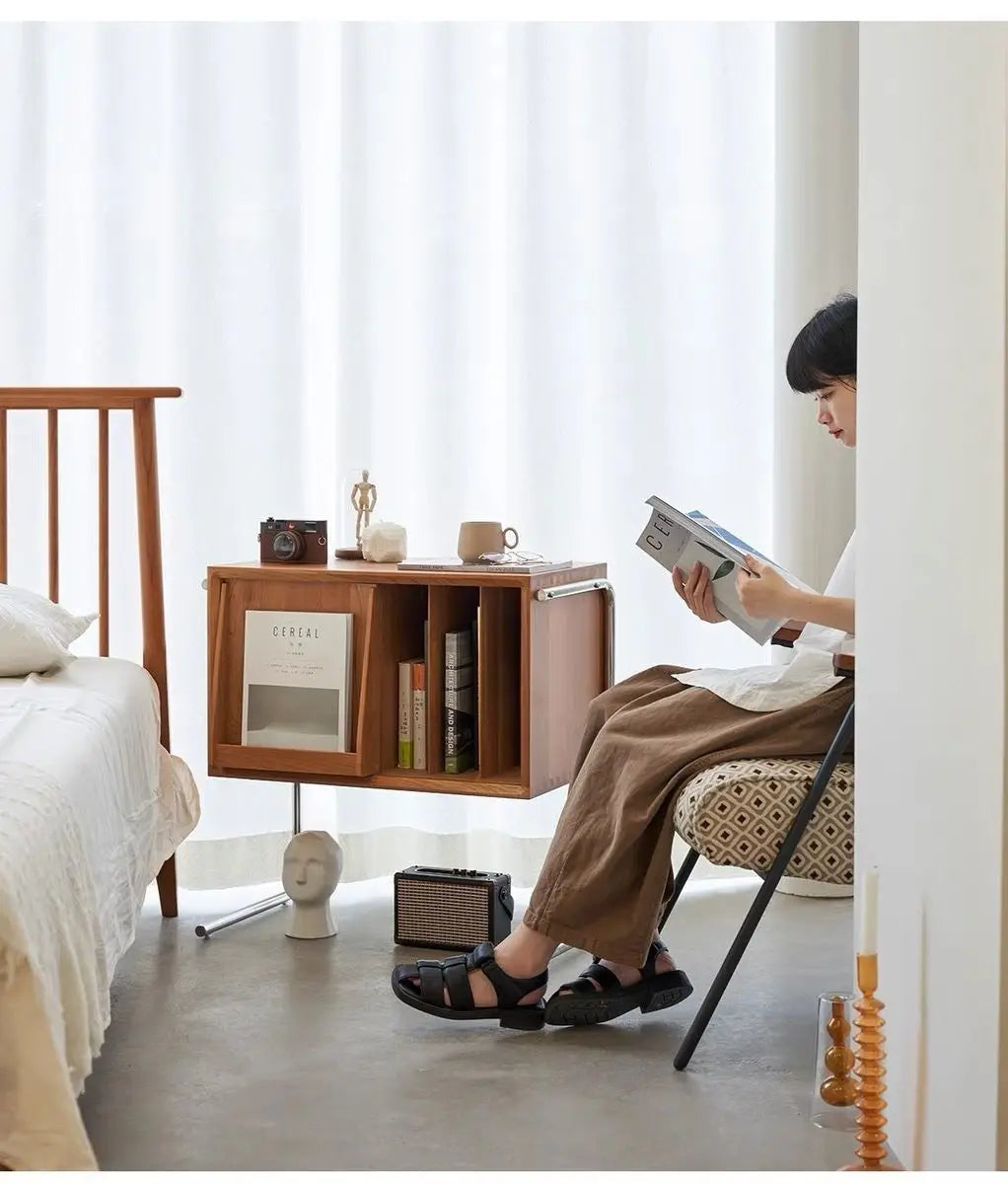 Multifunctional Beauty:Modern Solid Wood Magazine Storage, Chinese-Inspired Side Cabinet, and Floor Display for Bedroom Elegance