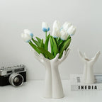 Ceramic Vase Hand Arm Palm Bouquet Flower Arrangement Accessories Flower Vase Porcelain Handicraft Ornaments Home Decoration