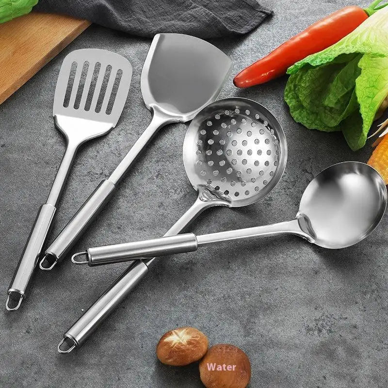 Stainless Steel Kitchen Cookware Set - Cooking Utensils Shovel Soup Spoon Turner Dinnerware - Kitchen Gadgets for Cooking