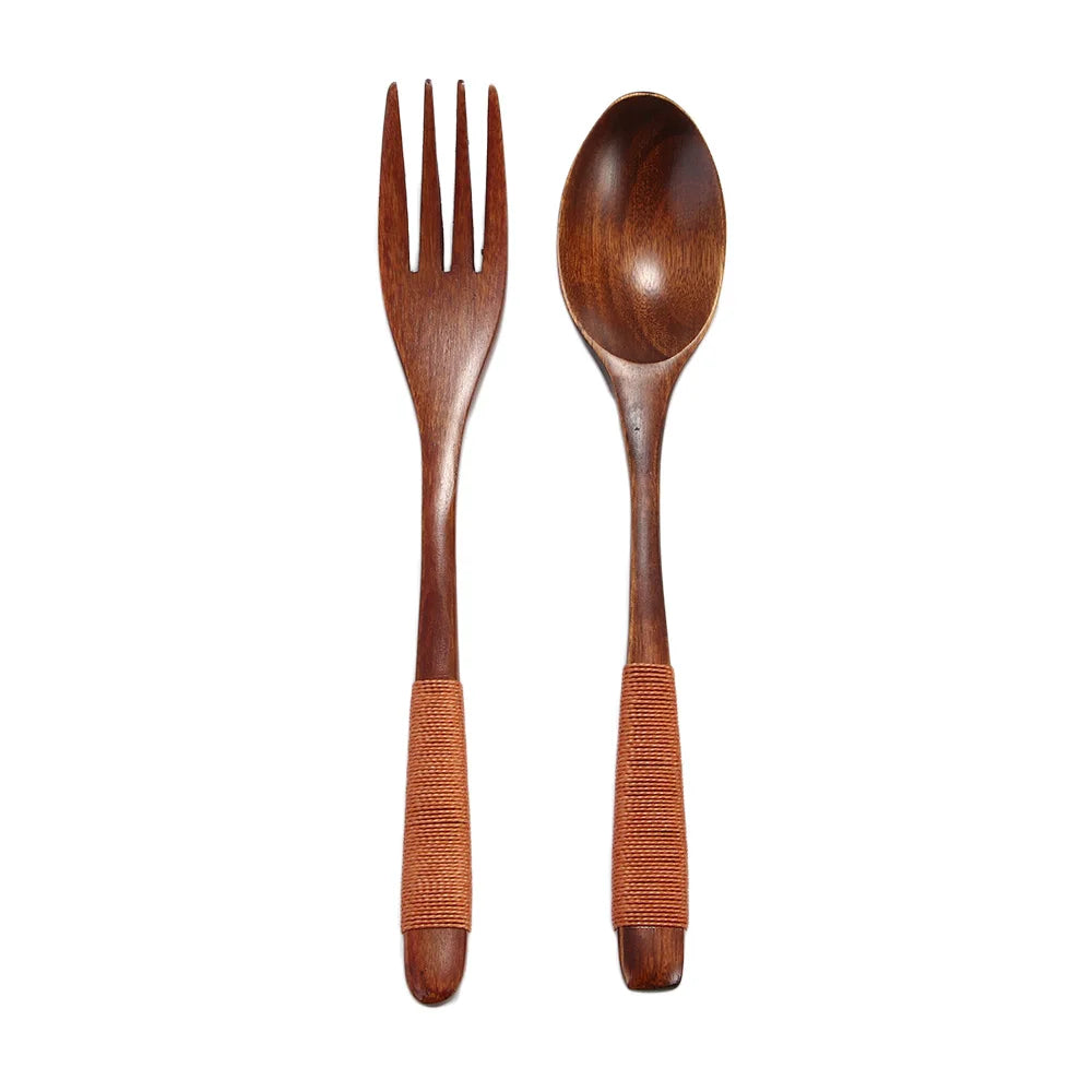 Wooden Dinner Kit Utensil Soups Rice Kitchen Supplies Tableware Dinnerware Sets Fork Spoon