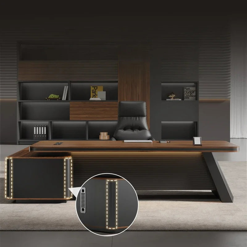 Shelves Modern Office Desk Executive Corner Luxury Vanity Work Office Desk Minimalist Conference Storage Wooden Bureau Furniture