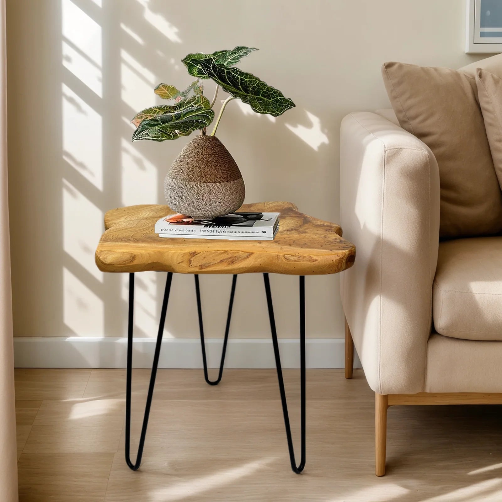 Natural Edge End Table, Wood Side Table, Nightstand, Plant Stand  ，Unique desktop for Living Room, Bedroom, Farmhouse Decor