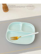 3Grid Ceramic Dinner Plates Solid Color Serving Dishes Salad Dinnerware Dining Compartment Plate Kitchen Eco-friendly Tableware