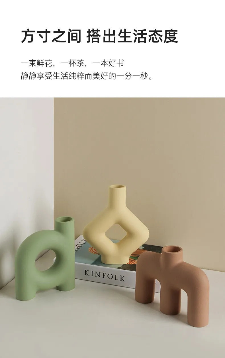 INS Ceramic Art Vase, Modern Simple Home Living Room Flower Arrangement, Advanced Sense Decorative Device, New