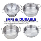 Kids Toy Pots and Pans Toys - Kitchen Play Set Pretend Cookware Mini Stainless Steel Cooking Utensils Development Toys