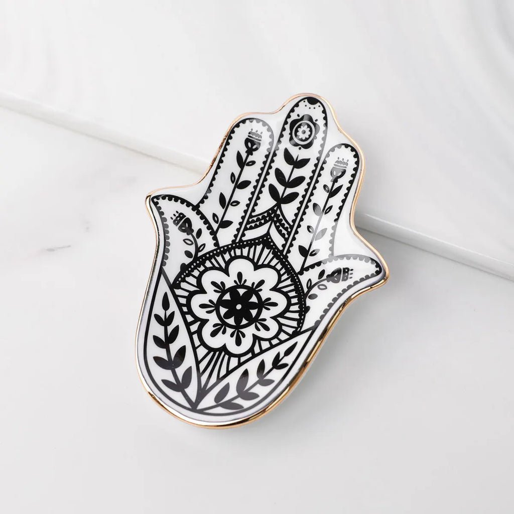 Ceramic Hand Trinket Dish, Small Jewelry Tray, Decorative Plate, Hamsa Hand, Crafts Decoration, Europe