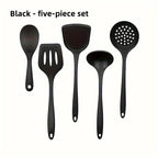 5pcs Silicone Kitchen Utensils Set,Non-Stick Cooking Tools, Including Turner, Spatula, Soup Spoon, Strainer, and Rice Paddle