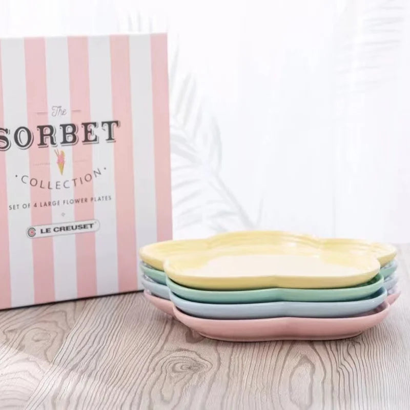 Le Creuset Cool Color Ceramic Dinner Plate Set High-Temperature Resistant 18cm/23cm Flower Plate Kitchen Dining Tableware