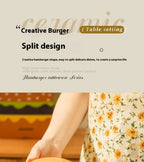 Stackable Burger Plate Bowl Set Modern Hamburger Ceramic Dinnerware Set Tableware For Housewarming Home Wedding Restaurant Party