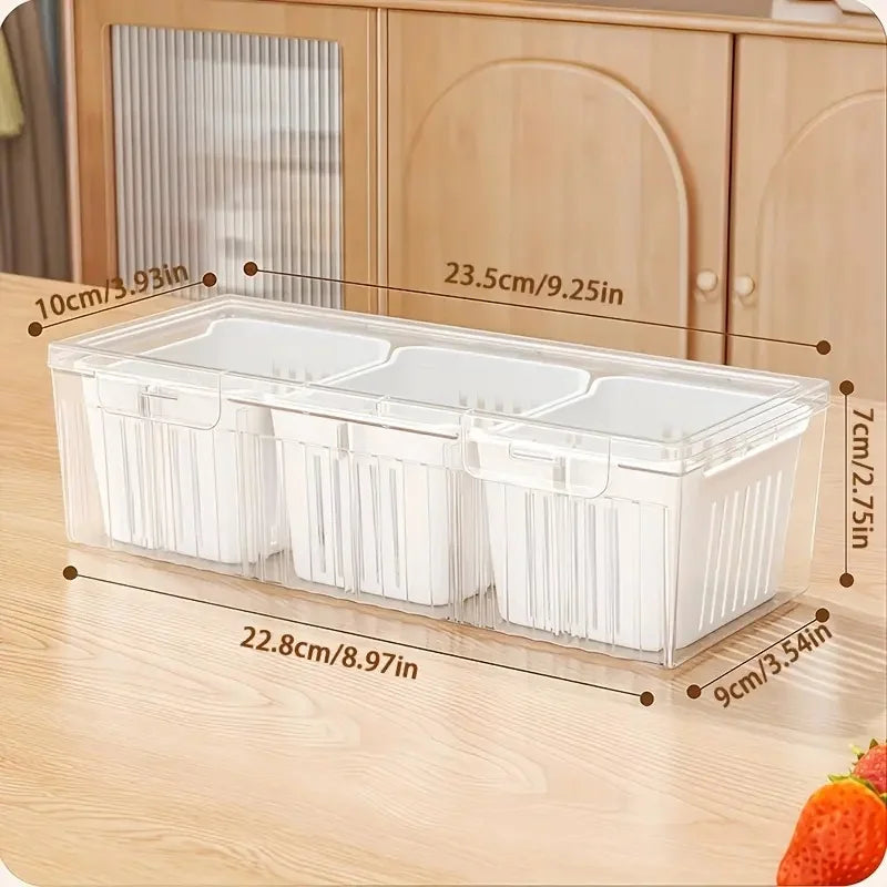 1 Set of Food Storage Containers Square Transparent Compartments for Refrigerators, Salad, Fruit, Vegetable And Condiment Boxes