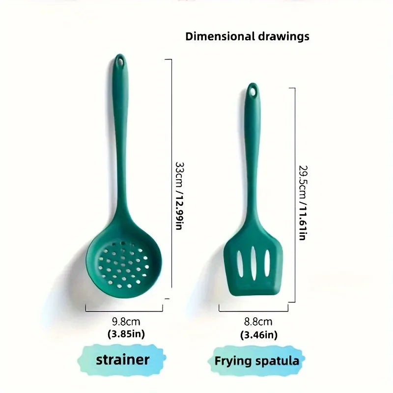 5pcs Silicone Kitchen Utensils Set,Non-Stick Cooking Tools, Including Turner, Spatula, Soup Spoon, Strainer, and Rice Paddle