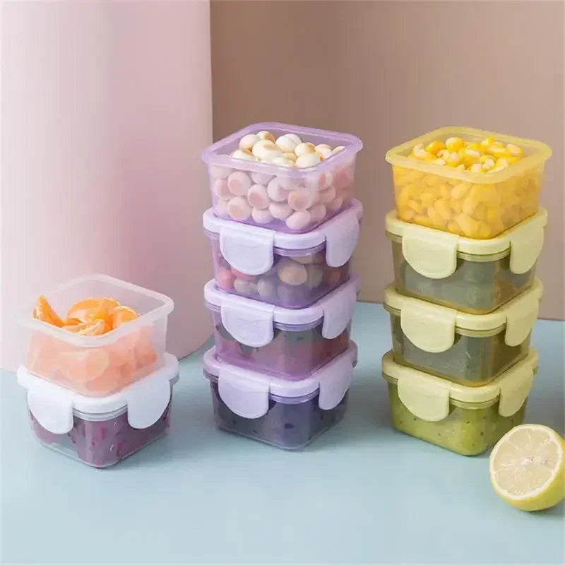 4 mini food storage containers, with leak-proof lids, sauce and condiment container, mini freezer storage container