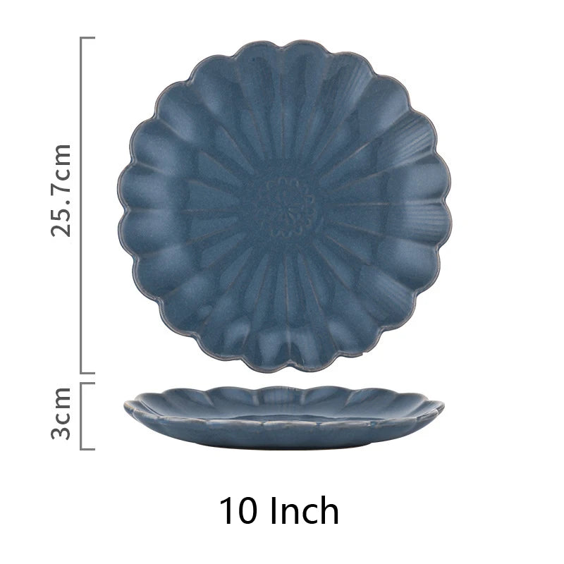 Ceramic Dinner Plate Tableware Coffee Mug Cup Steak Plate Salad Soup Noodles Bowl Chrysanthemum Dinnerware