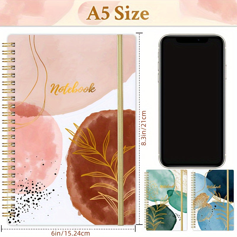 3-Pack A5 Hardcover Spiral Notebooks for Women with Pockets, Lined College Ruled Journals, Office & Personal Use