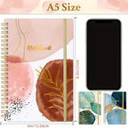 3-Pack A5 Hardcover Spiral Notebooks for Women with Pockets, Lined College Ruled Journals, Office & Personal Use