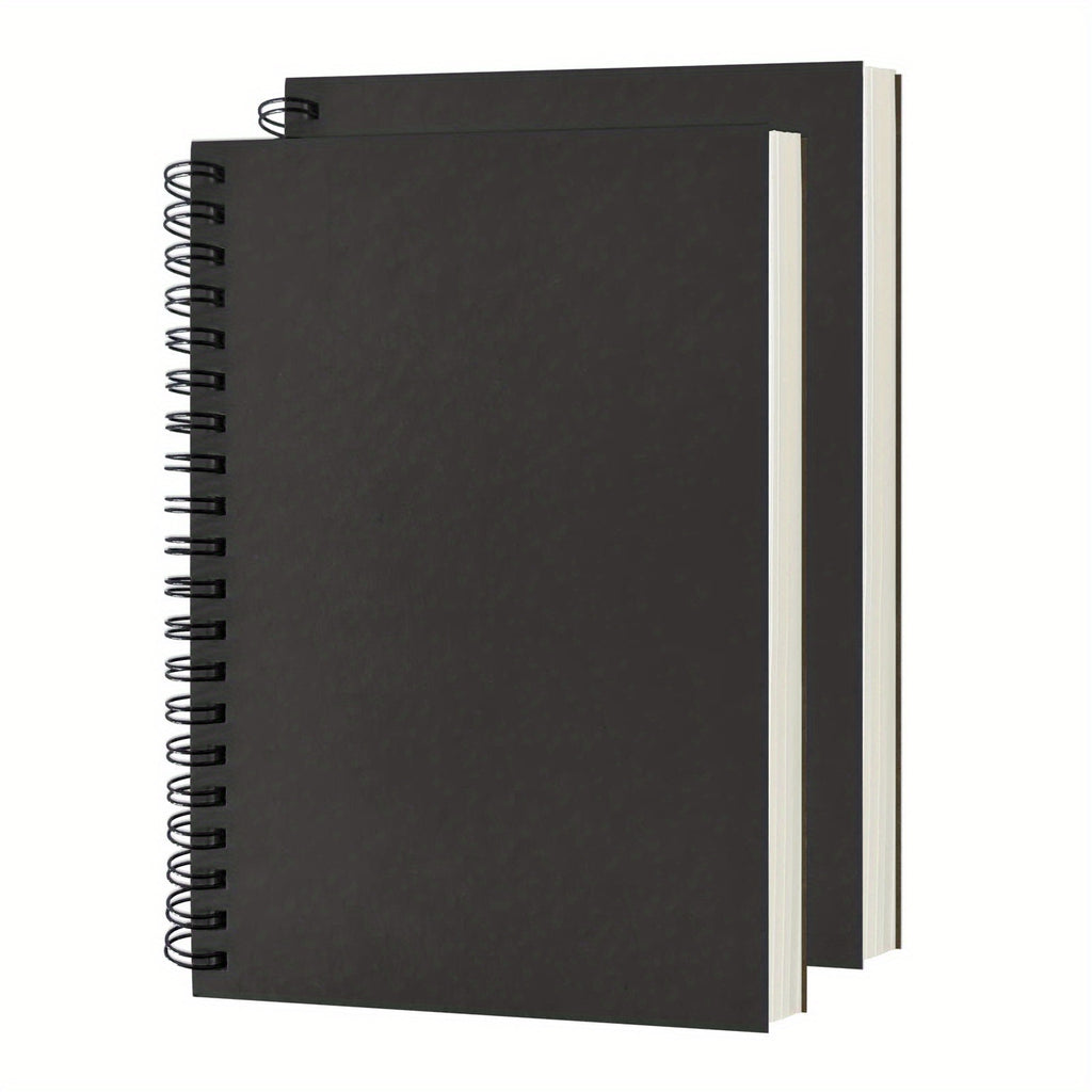 2-Pack Soft Cover Blank Spiral Notebooks - Perfect for Sketching & Writing - 100 Pages/50 Sheets - 7.5 x 5.1 - 100GSM - Black