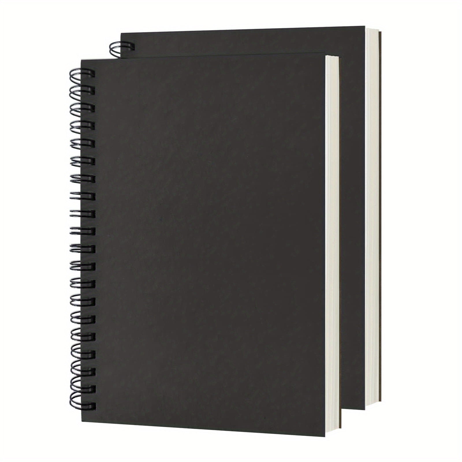 2-Pack Soft Cover Blank Spiral Notebooks - Perfect for Sketching & Writing - 100 Pages/50 Sheets - 7.5 x 5.1 - 100GSM - Black