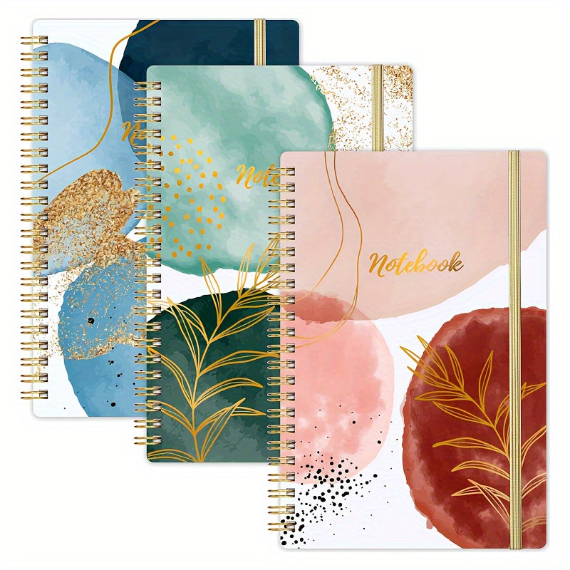 3-Pack A5 Hardcover Spiral Notebooks for Women with Pockets, Lined College Ruled Journals, Office & Personal Use
