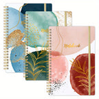 3-Pack A5 Hardcover Spiral Notebooks for Women with Pockets, Lined College Ruled Journals, Office & Personal Use