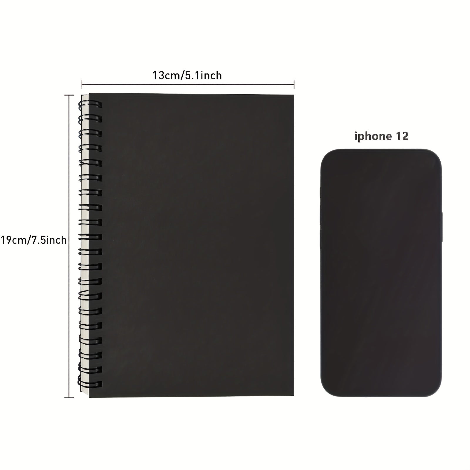 2-Pack Soft Cover Blank Spiral Notebooks - Perfect for Sketching & Writing - 100 Pages/50 Sheets - 7.5 x 5.1 - 100GSM - Black