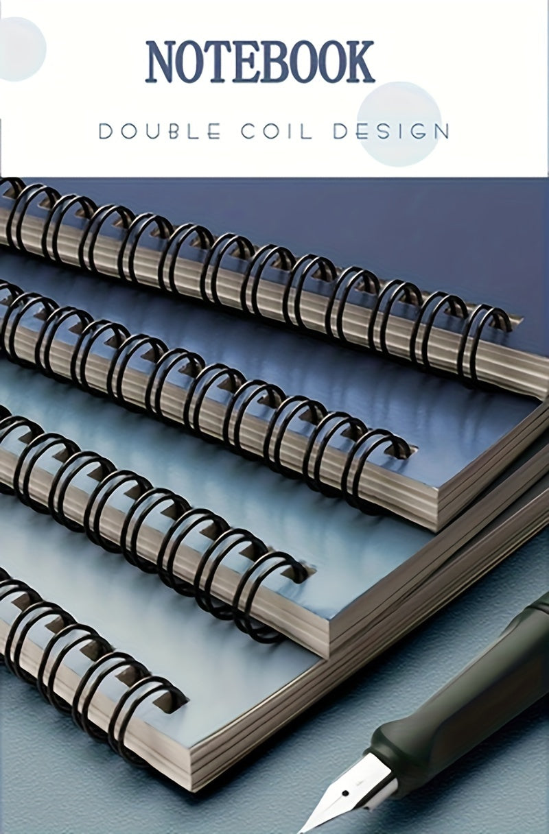 4-Piece A5 Spiral Notebooks In Gradient Blue Series - Perfect For Students & Office Use