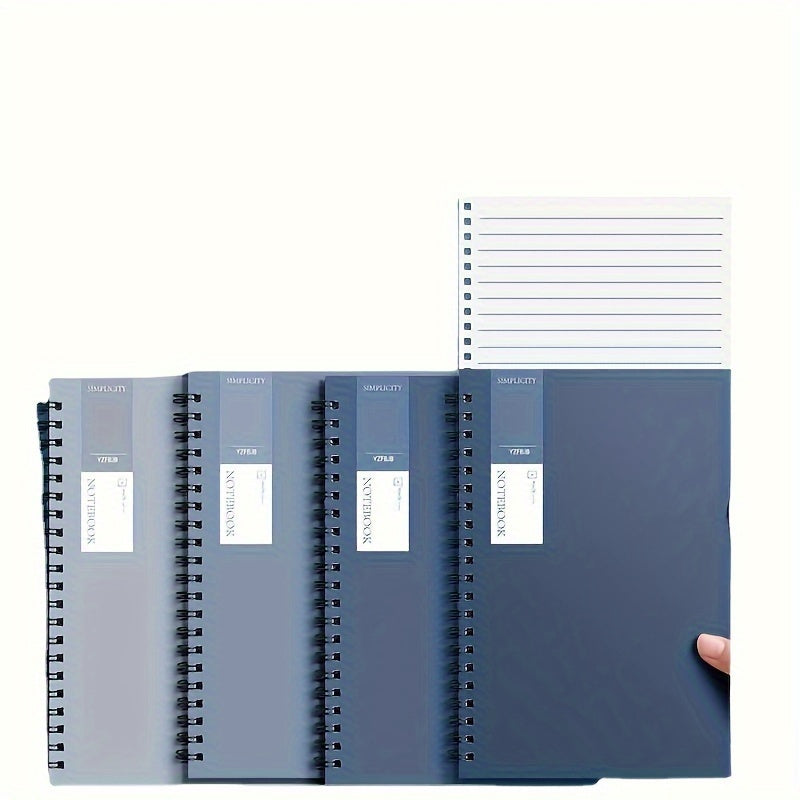 4-Piece A5 Spiral Notebooks In Gradient Blue Series - Perfect For Students & Office Use
